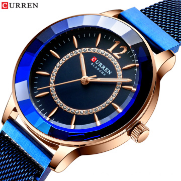 CURREN 9066 Luxury Quartz Watch Fashion Design Charming Rhinestone Watches Women Stainless Steel Band Clock Female reloj mujer